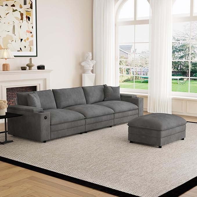115" L Shaped Cloud Sofa Couch by Unknown