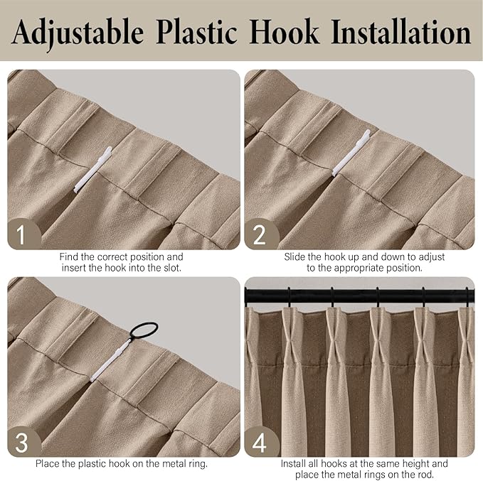 MIULEE Pinch Pleated Thick Linen Curtains 84 Inch 4 Panels Set Back Tab Memory - Image 9