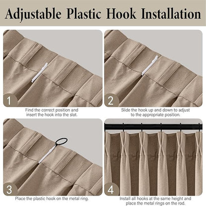 MIULEE Pinch Pleated Thick Linen Curtains 84 Inch 4 Panels Set Back Tab Memory - Image 9