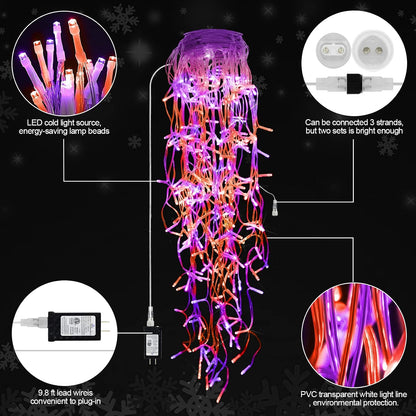 65FT 640 LED Orange Purple Halloween Lights Outdoor Fairy String Lights