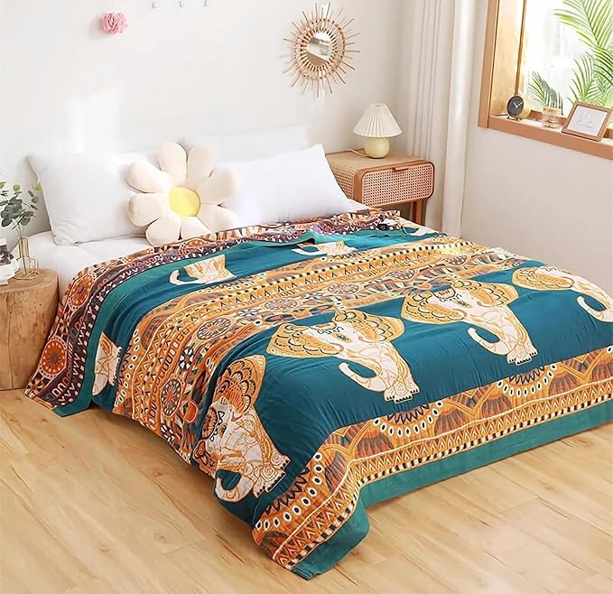 100% Cotton Boho Throw Blanket 80''x90'' Muslin Throw - Image 7