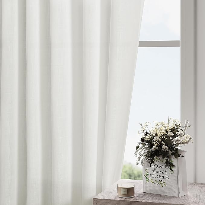 Linen Off White Curtains 120 inch Extra Long - Image 2