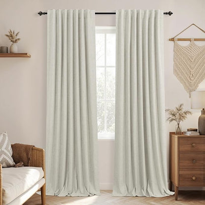 Rustic Oatmeal Beige Blackout Curtains, Primitive Burlap Curtains, Vintage - Image 9