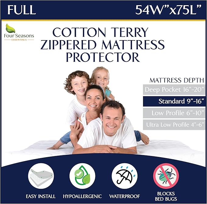 Zippered Waterproof Mattress Encasements by FourSeasonsEssentials
