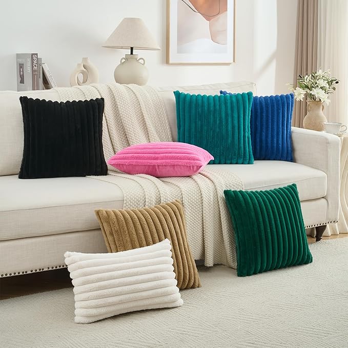 FUTEI Camel Throw Pillow Covers Set of 2, 20x20 Inch Striped Texture Cushion - Image 6