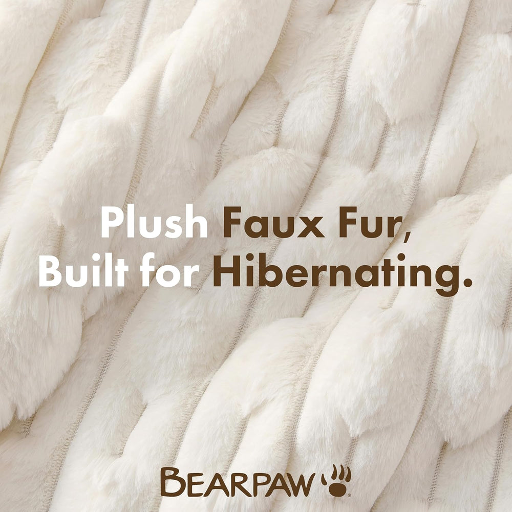 BEARPAW Jasper Queen Faux Fur Comforter Set, 3-Piece, Ivory