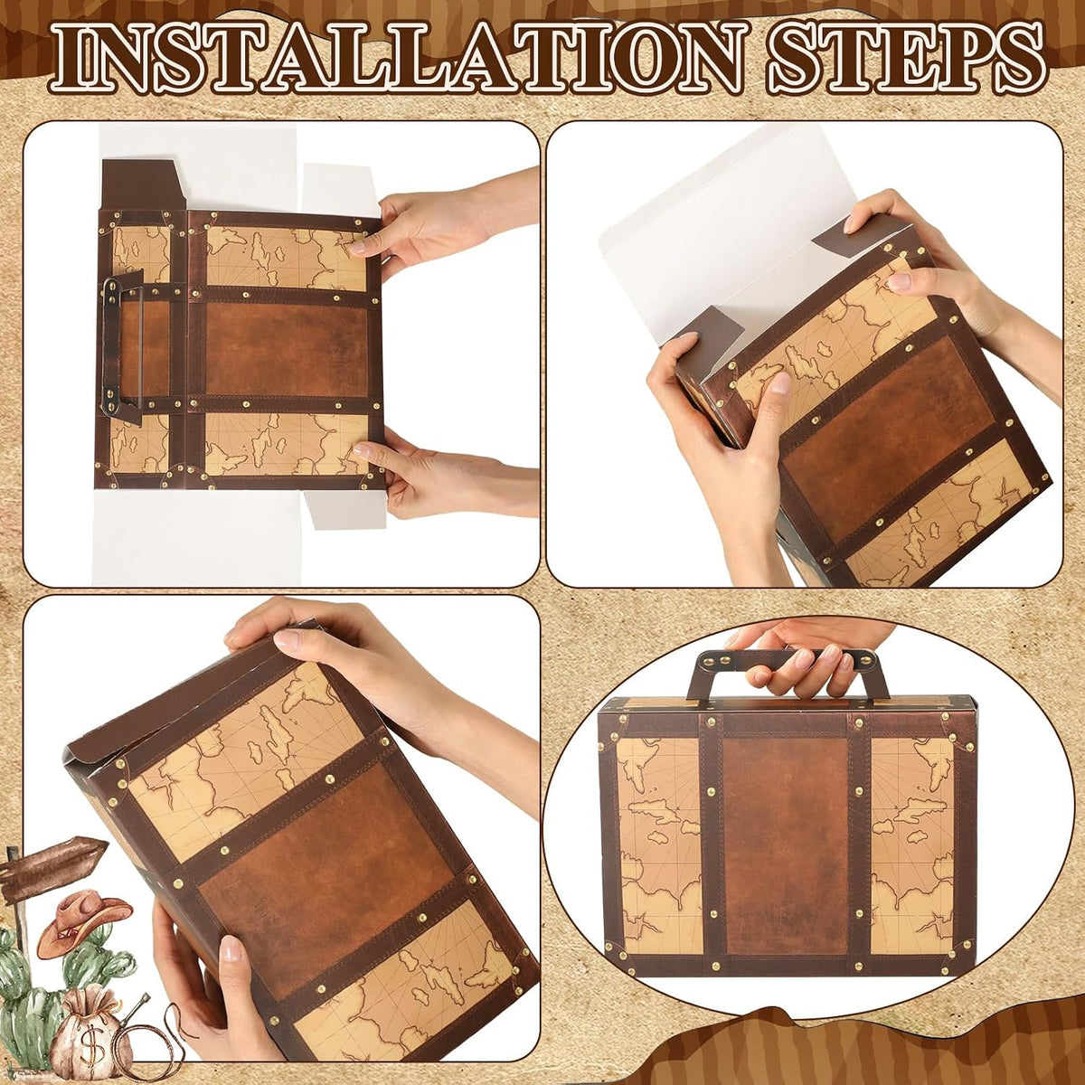 15 Pcs Halloween Pirate Party Decoration Chest Box Prop Treasure