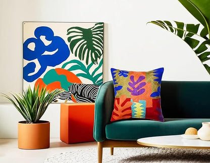 Matisse Decorative Pillow Cover Cutouts Hand Embroidered Abstract Toss Pillows - Image 2