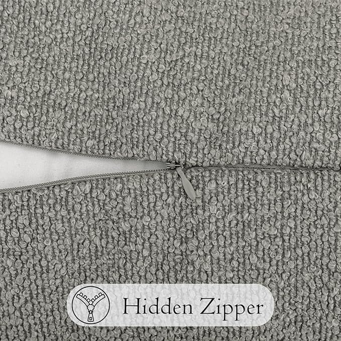 14x36 inch Boucle Lumbar Pillow Cover, Light Gray Woven Texture Neutral Long - Image 5