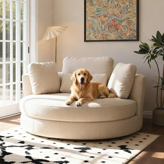 Aoiy & Wifon 50.2'' W Oversized Swivel Barrel Chair, Round Oversized Arm Chair by AoiyWifon