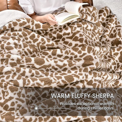 PHF Giraffe Print Sherpa Fleece Blanket Twin Size - Image 5
