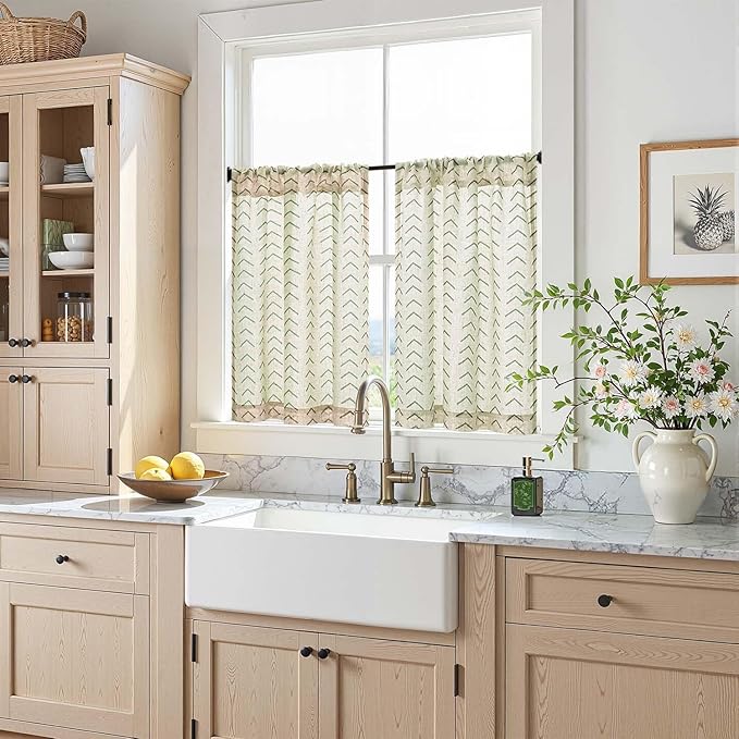 jinchan Arrow Boho Linen Blend Kitchen Curtains 24 Inch Length Christmas - Image 2