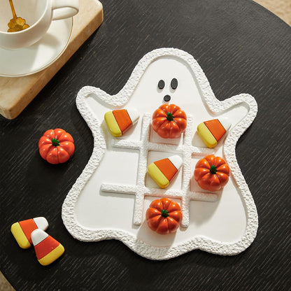 WDS WONDROUS Halloween Tic Tac Toe with Pumpkins, Fall Coffee Table Decor
