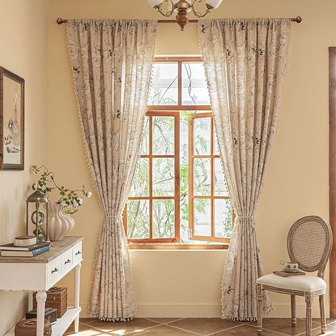 ENJOYBRIDAL Floral 84 Inch Curtains 2 Panel Set Coquette Rod Pocket Drapes Boho - Image 5