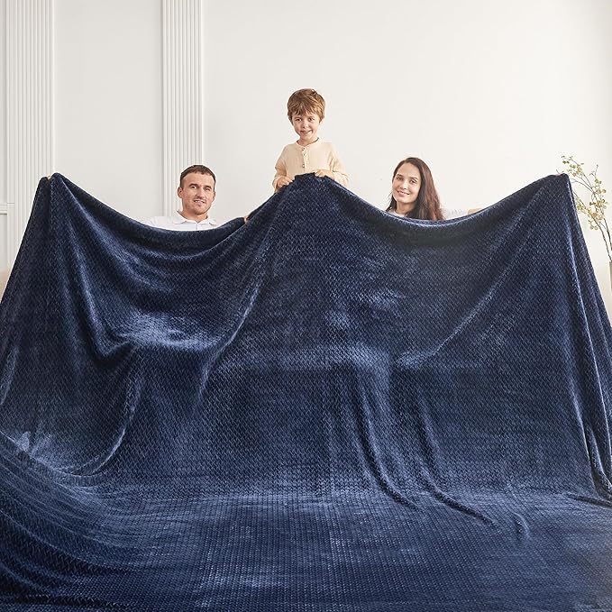 Oversized King Fleece Blanket 120x138 Inches, Seamless Soft Cozy 3D Jacquard - Image 2