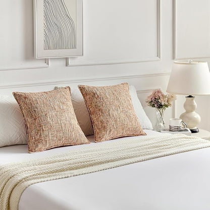 FUTEI Rust Decorative Throw Pillow Covers 20x20 Inch Set of 2, Soft Chenille - Image 5