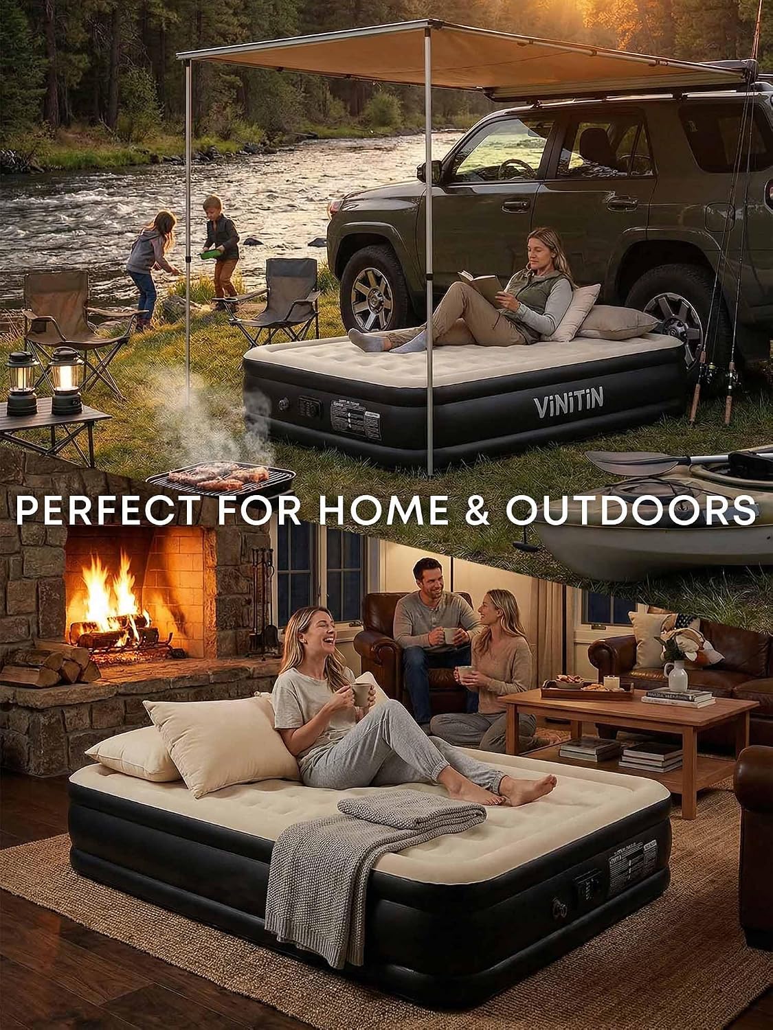 queen air mattress with built-in pump, 16" elevated on a desk or shelf