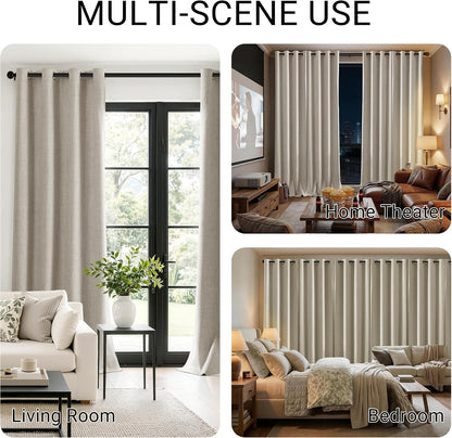 chrisdowa linen blackout curtains 63 inch length 100% on a desk or shelf