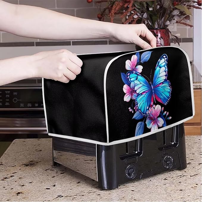 ZFRXIGN Blue Butterfly Toaster Cover 4 Slice Wide Slot Small Appliance Covers - Image 2