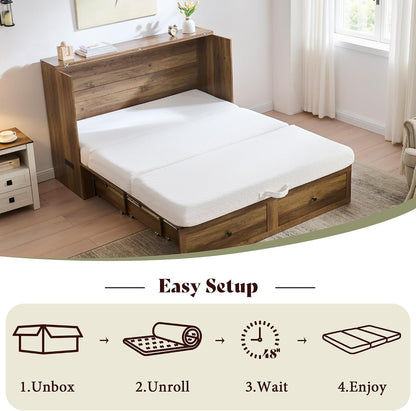 amerlife 6" queen tri-fold memory foam mattress with, front angle view