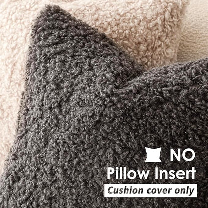Foindtower Set of 2 Curly Teddy Wool Pillow Covers Decorative Boucle Textured - Image 3