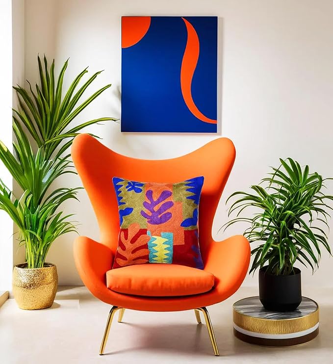 Matisse Decorative Pillow Cover Cutouts Hand Embroidered Abstract Toss Pillows - Image 3