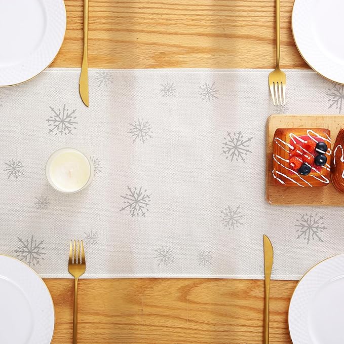 Christmas Trees Stars Table Runner 13x72 Inch Merry Christmas Cedar Snowflaks - Image 5
