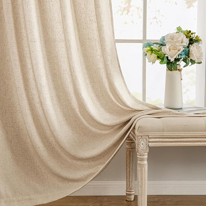 MIULEE Non-See-Through Privacy Linen Curtains 2 Panels, Light Filtering Window - Image 9