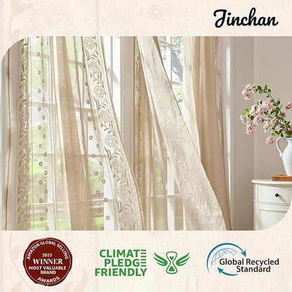 jinchan Winslow Sheer Curtains 63 Inch Length - Image 2