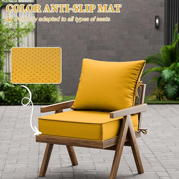 Outdoor Seat Cushion Set 19 L × 19 W × 4 H Inch Waterproof & Fade Resistant - Image 6