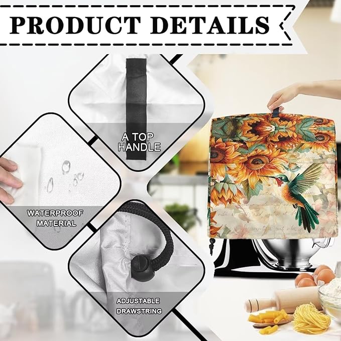 Stand Mixer Covers Hummingbird Sunflower Print Stand Mixer Dustproof Cover - Image 7