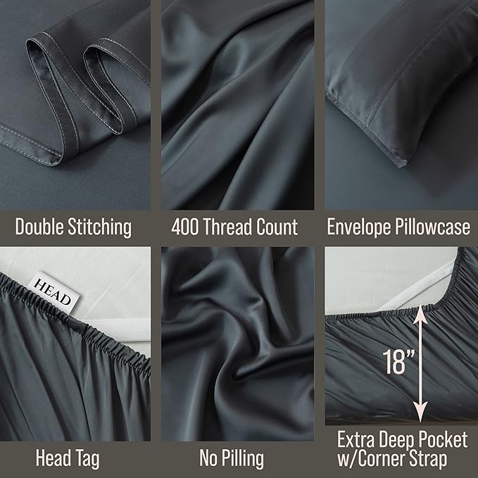 Bella Coterie 7 Piece Luxury Bamboo Viscose Split King Size Sheet Set | 2 - Image 4