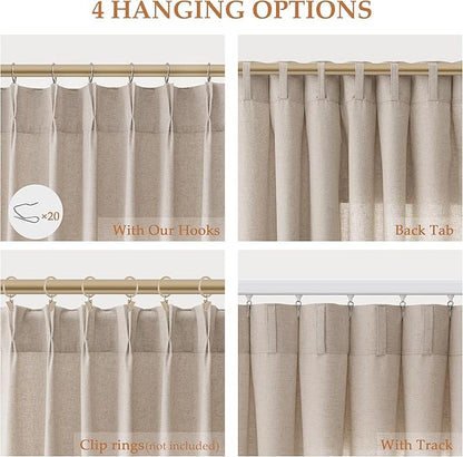 Tan Pinch Pleated Linen Curtains 84 Inch Length 2 Panels - Image 5