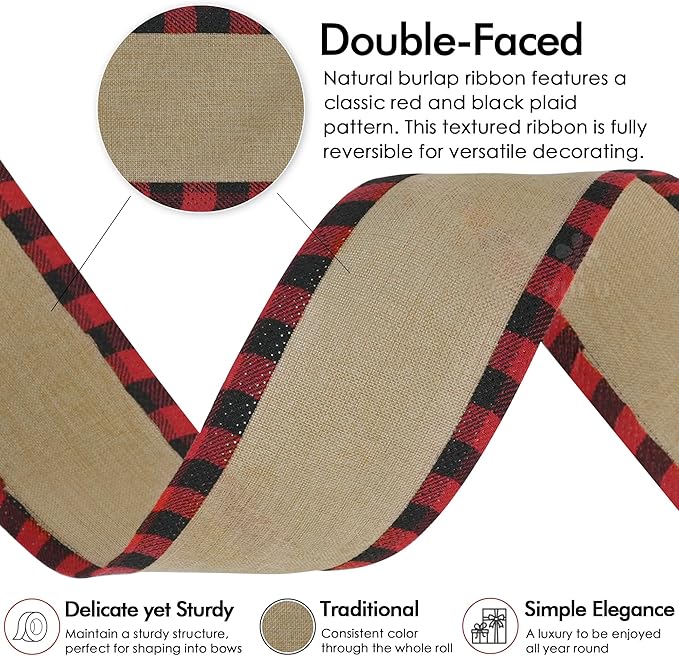MEEDEE Burlap Ribbon 2.5 Inch x 10 Yards - Image 3