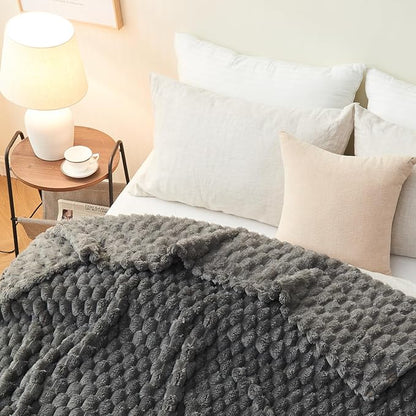 NEWCOSPLAY Super Soft Twin Blanket Grey Premium Silky Flannel Fleece 3D Clouds - Image 9