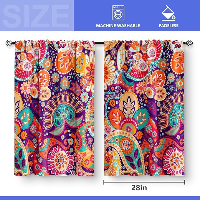 Aimego Boho Flower Kitchen Curtains - Image 3