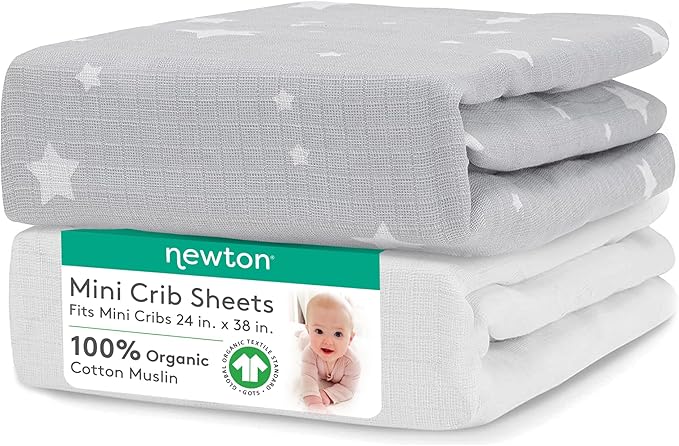 Newton Baby Fitted Mini Crib Sheets | Organic Muslin Cotton, Breathable & Soft by newton