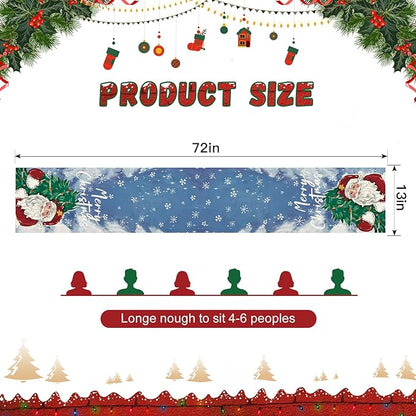 OTOSTAR Christmas Tree and Santa Claus Merry Christmas Table Runner, Xmas - Image 5