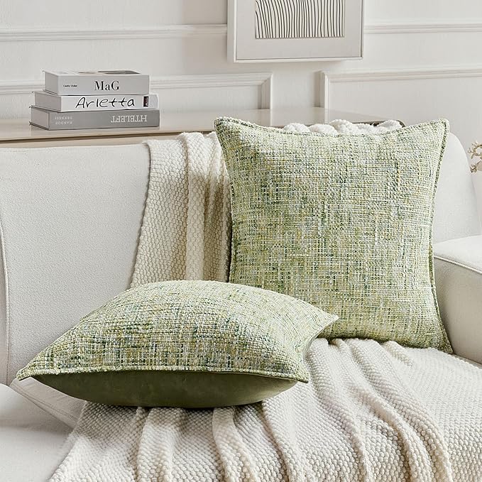 FUTEI Light Green Decorative Throw Pillow Covers 16x16 Inch Set of 2, Soft - Image 5