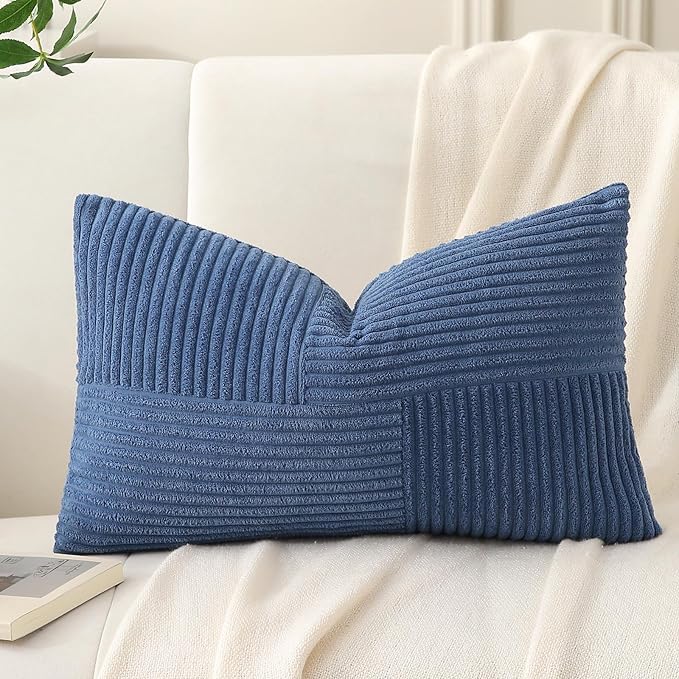 Denim Blue Lumbar Throw Pillow Covers 12x20 inch, Farmhouse Home Decor - Image 6