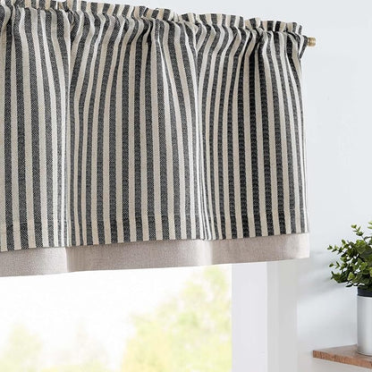 jinchan Linen Stripe Curtain Double Layer Valance by JINCHAN