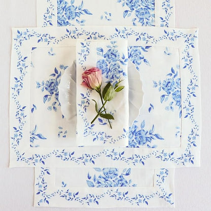Solino Home Blue Floral Print Table Runner 90 Inches Long - Image 9