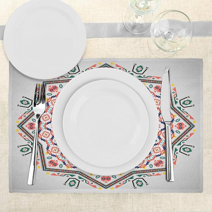 Ambesonne Tribal Place Mats Set of 4, Abstract Style Themed Boho Sun Pattern - Image 3