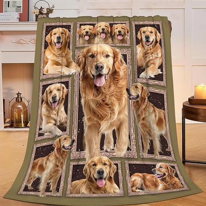 Golden Retriever Blanket Golden Retriever Throw Blanket Flannel Stuff Merch by Unknown