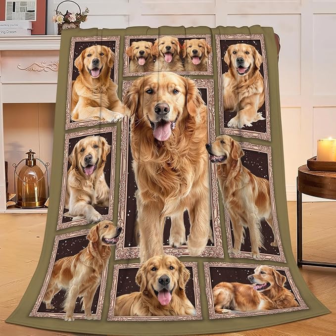Golden Retriever Blanket Golden Retriever Throw Blanket Flannel Stuff Merch by Unknown
