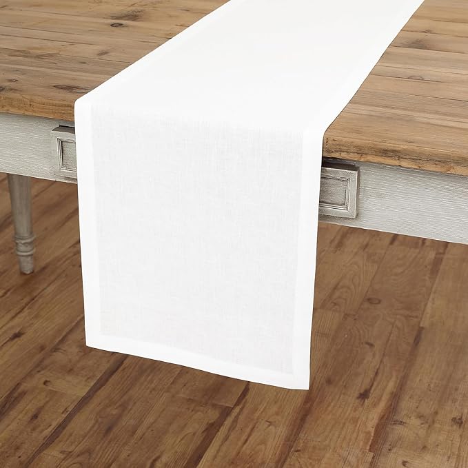Solino Home Linen White Table Runner 90 Inches Long - Image 2