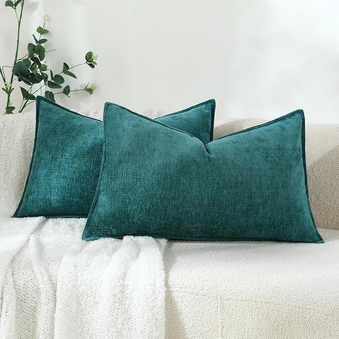 Stellhome Lumbar Chenille Throw Pillow Covers Set of 2 Super Soft Textured by Stellhome