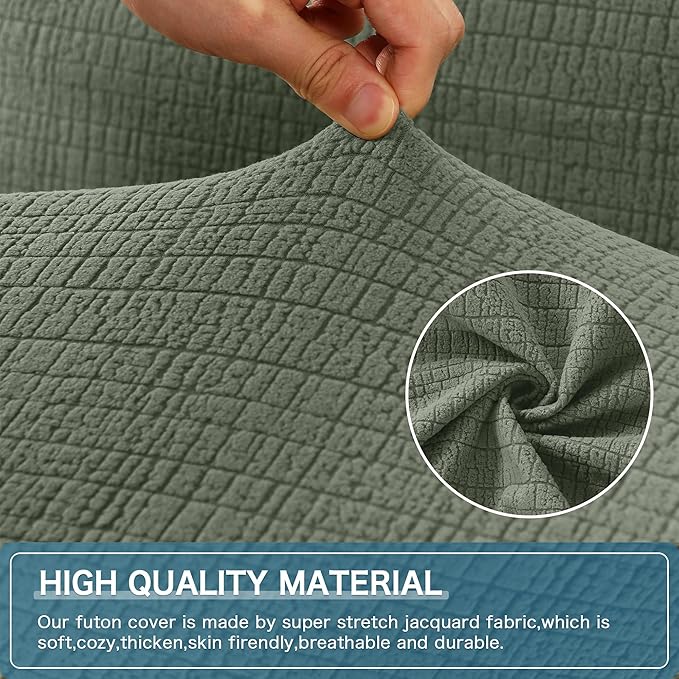 H.VERSAILTEX Water Repellent Armless Futon Cover Sofa Bed Slipcover, Full Size - Image 3