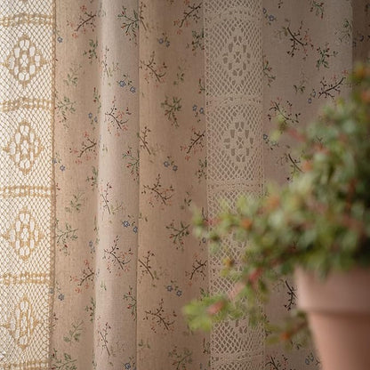 ENJOYBRIDAL Floral Curtains 96 Inch Length 2 Panels Crochet Lace Patchwork - Image 4