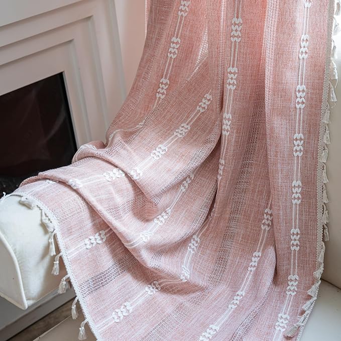 ColorBird Boho Curtains Farmhouse Striped 84 Inches Length 2 Panels Set Window - Image 6